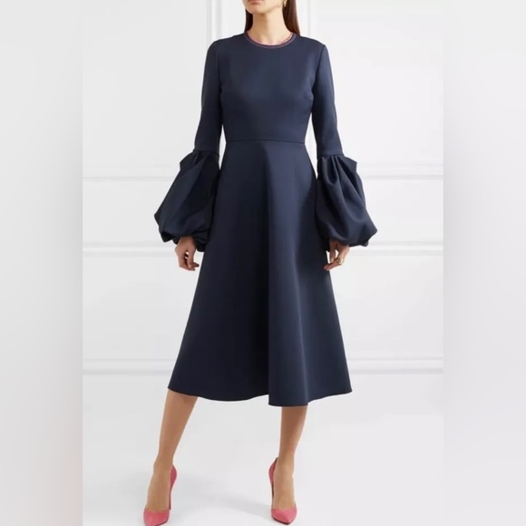 ROKSANDA NEW Aylin Crepe Midi Dress In Ink Navy Blue Size UK 12 US 8 $1,730.00